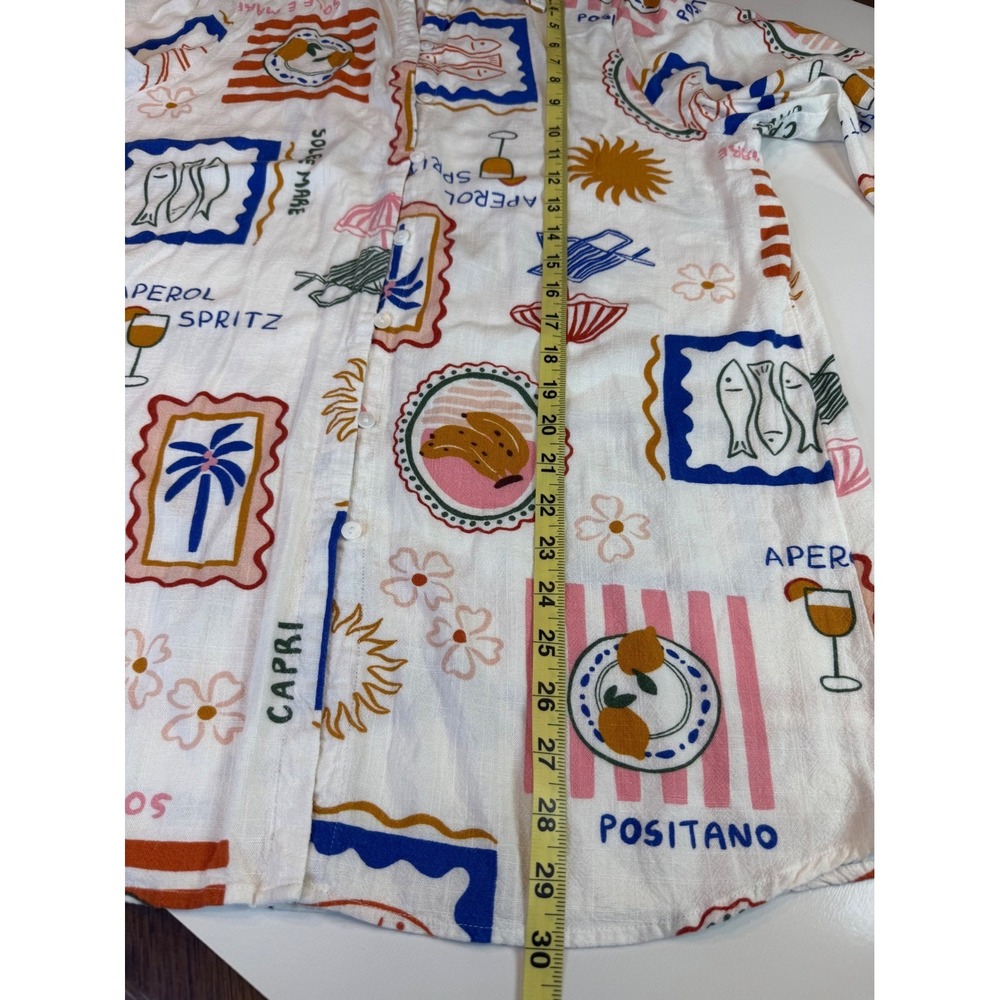 Label of Love Women Button down Easy Shirt Medium Muti Boho Rayon Linen Summer - Picture 15 of 16